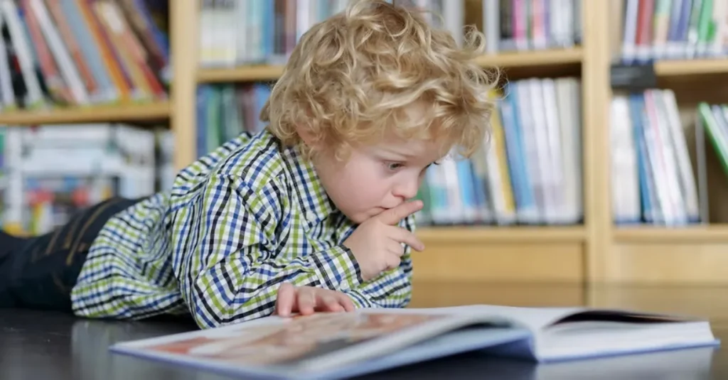 Child reading a book